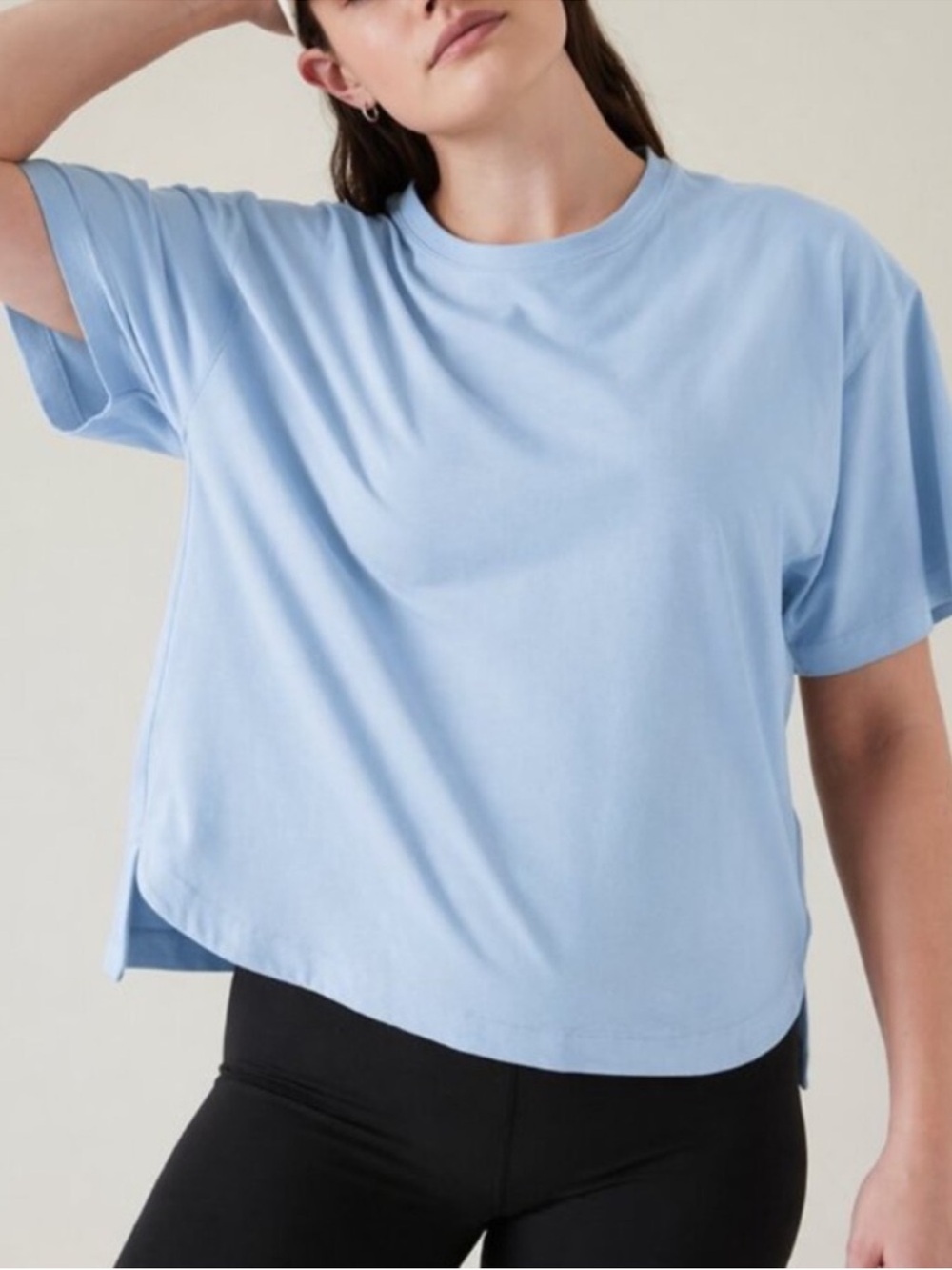 Athleta Effortless Tee Light Blue Size Large